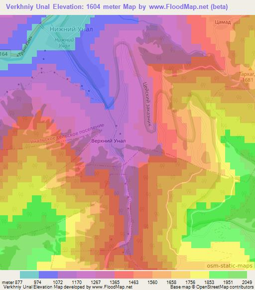 Verkhniy Unal,Russia Elevation Map