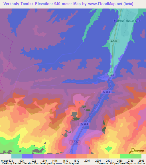 Verkhniy Tamisk,Russia Elevation Map