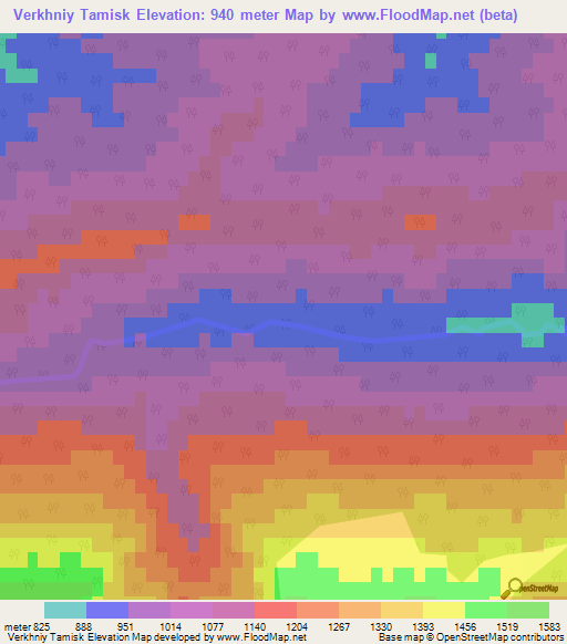 Verkhniy Tamisk,Russia Elevation Map