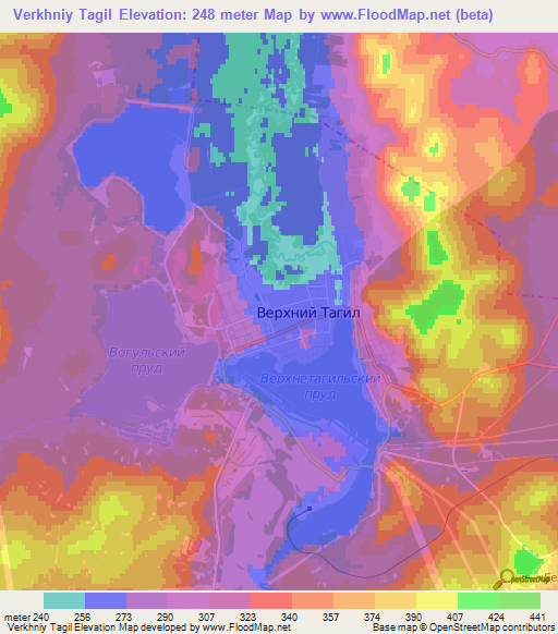 Verkhniy Tagil,Russia Elevation Map