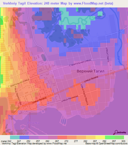 Verkhniy Tagil,Russia Elevation Map