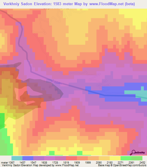 Verkhniy Sadon,Russia Elevation Map