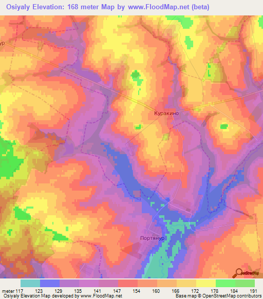 Osiyaly,Russia Elevation Map