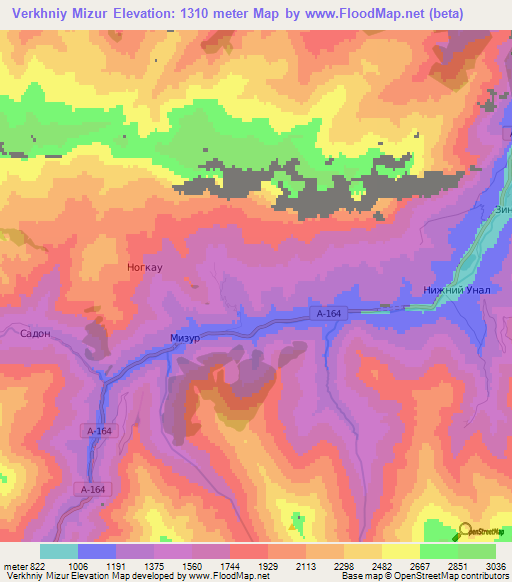 Verkhniy Mizur,Russia Elevation Map