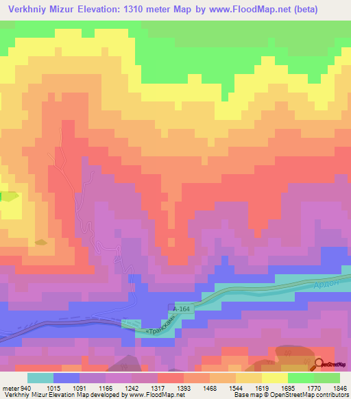 Verkhniy Mizur,Russia Elevation Map