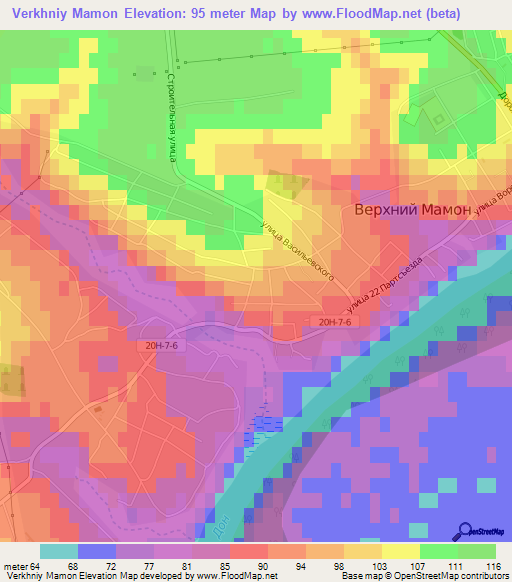 Verkhniy Mamon,Russia Elevation Map