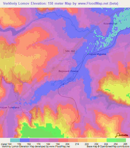 Verkhniy Lomov,Russia Elevation Map