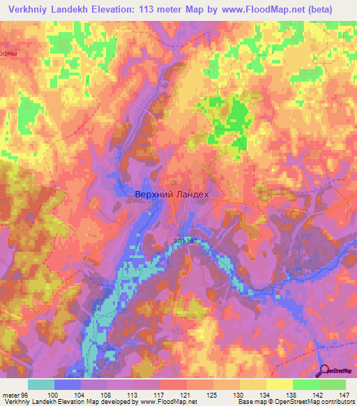 Verkhniy Landekh,Russia Elevation Map