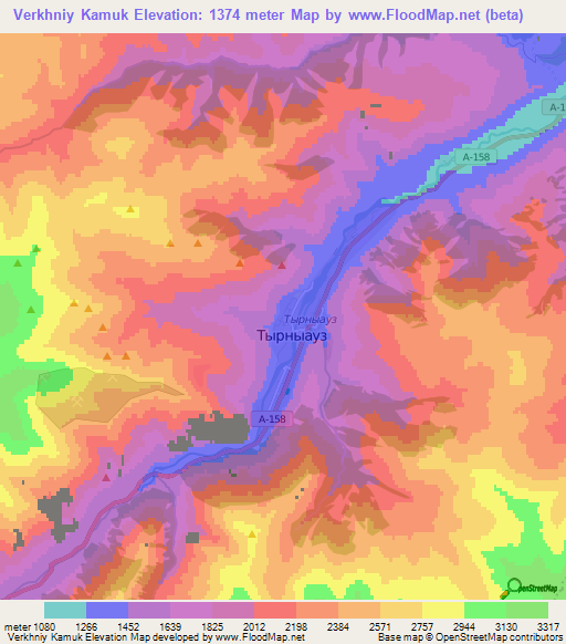 Verkhniy Kamuk,Russia Elevation Map