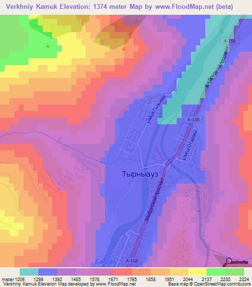 Verkhniy Kamuk,Russia Elevation Map