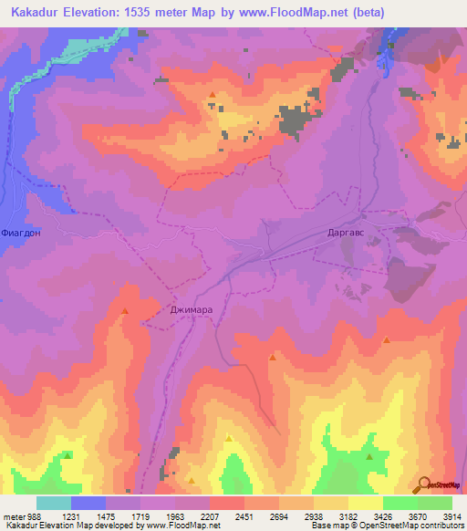 Kakadur,Russia Elevation Map