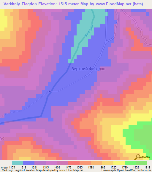 Verkhniy Fiagdon,Russia Elevation Map