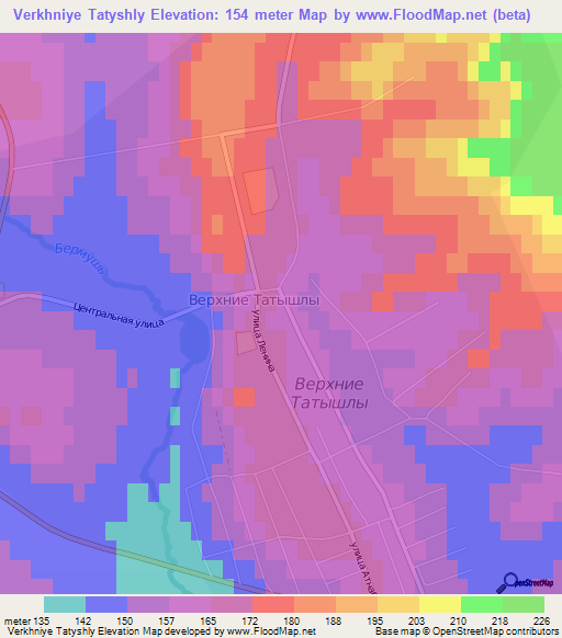 Verkhniye Tatyshly,Russia Elevation Map