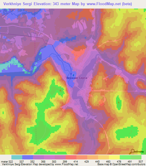 Verkhniye Sergi,Russia Elevation Map