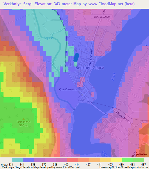 Verkhniye Sergi,Russia Elevation Map