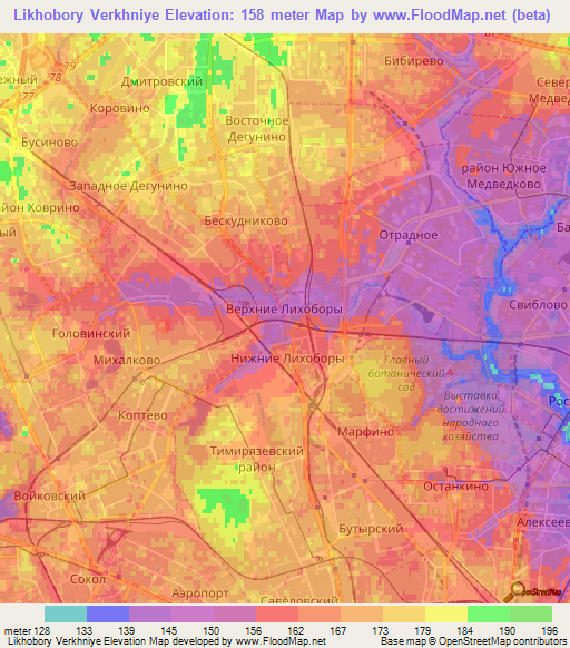 Likhobory Verkhniye,Russia Elevation Map