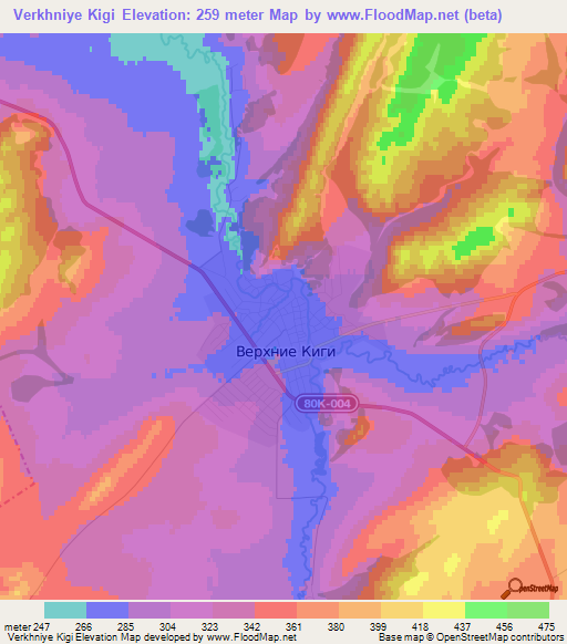 Verkhniye Kigi,Russia Elevation Map