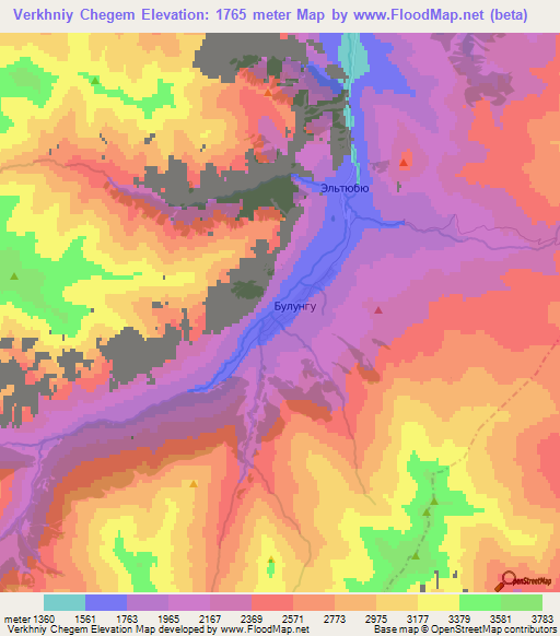 Verkhniy Chegem,Russia Elevation Map