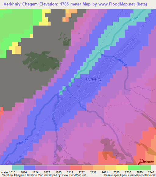 Verkhniy Chegem,Russia Elevation Map