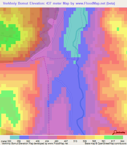 Verkhniy Bomut,Russia Elevation Map