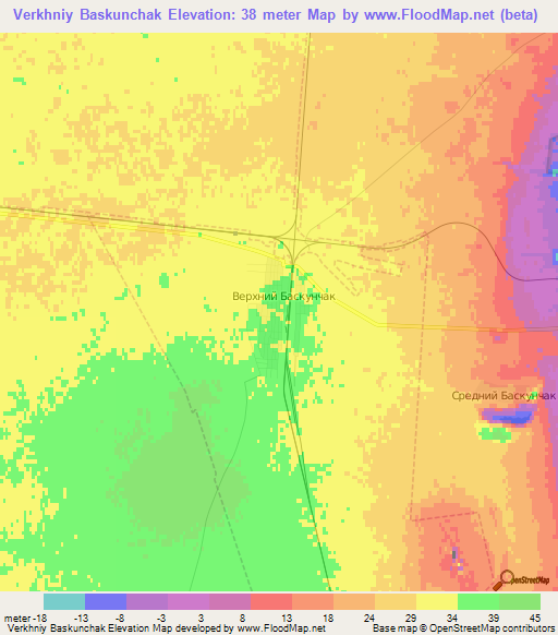 Verkhniy Baskunchak,Russia Elevation Map