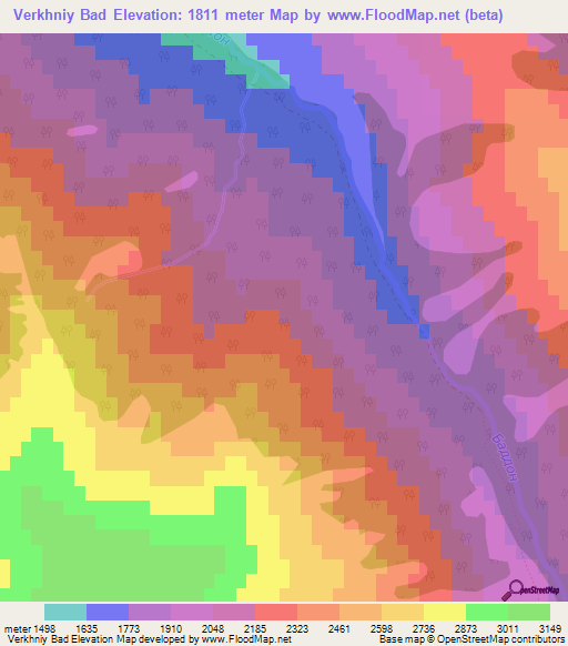 Verkhniy Bad,Russia Elevation Map