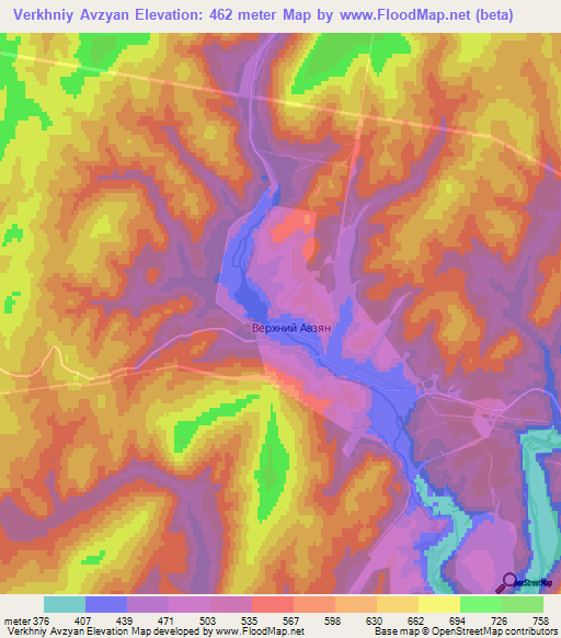 Verkhniy Avzyan,Russia Elevation Map