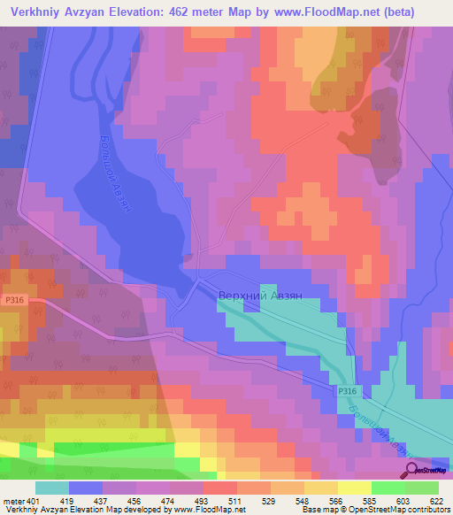 Verkhniy Avzyan,Russia Elevation Map