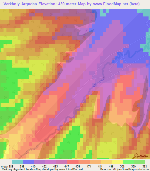 Verkhniy Argudan,Russia Elevation Map