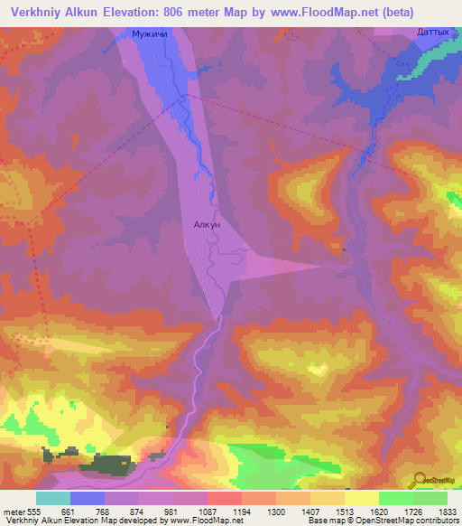 Verkhniy Alkun,Russia Elevation Map