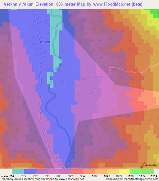 Verkhniy Alkun,Russia Elevation Map