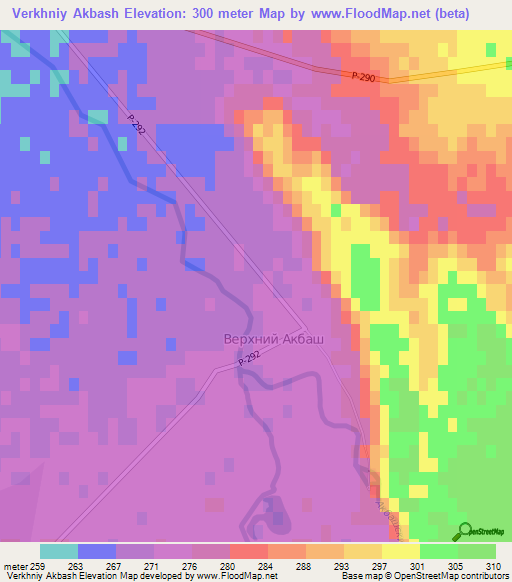 Verkhniy Akbash,Russia Elevation Map