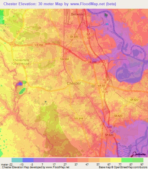 Elevation of Chester,US Elevation Map, Topography, Contour