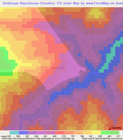 Verkhneye Klyuchevoye,Russia Elevation Map