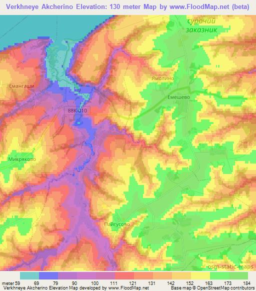 Verkhneye Akcherino,Russia Elevation Map