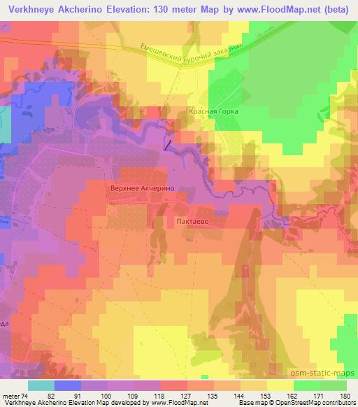 Verkhneye Akcherino,Russia Elevation Map