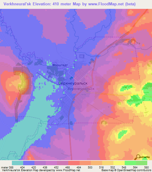 Verkhneural'sk,Russia Elevation Map