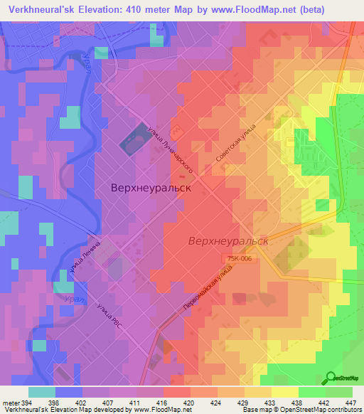 Verkhneural'sk,Russia Elevation Map