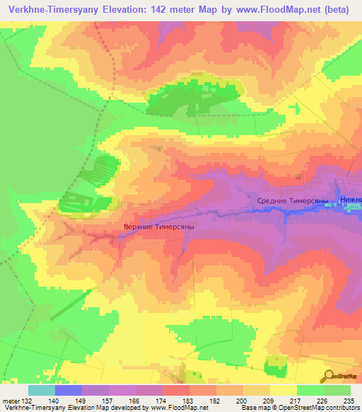 Verkhne-Timersyany,Russia Elevation Map