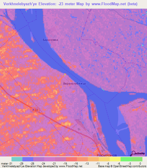 Verkhnelebyazh'ye,Russia Elevation Map