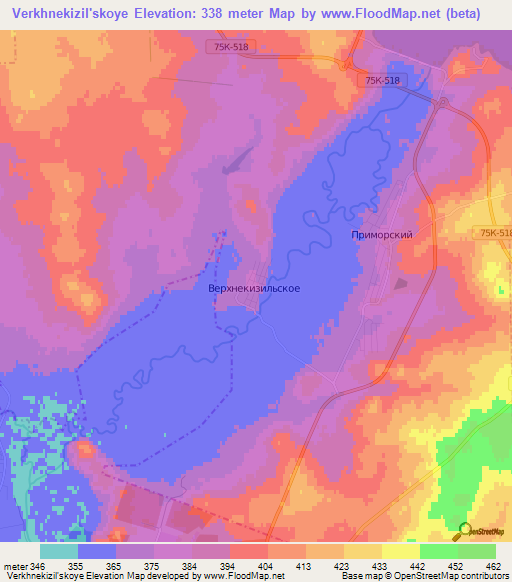 Verkhnekizil'skoye,Russia Elevation Map