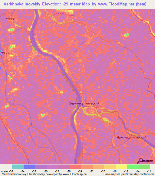 Verkhnekalinovskiy,Russia Elevation Map