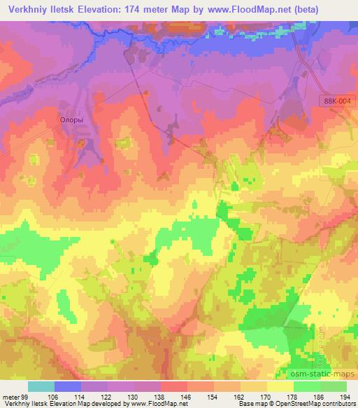 Verkhniy Iletsk,Russia Elevation Map