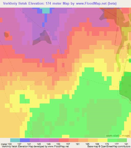 Verkhniy Iletsk,Russia Elevation Map