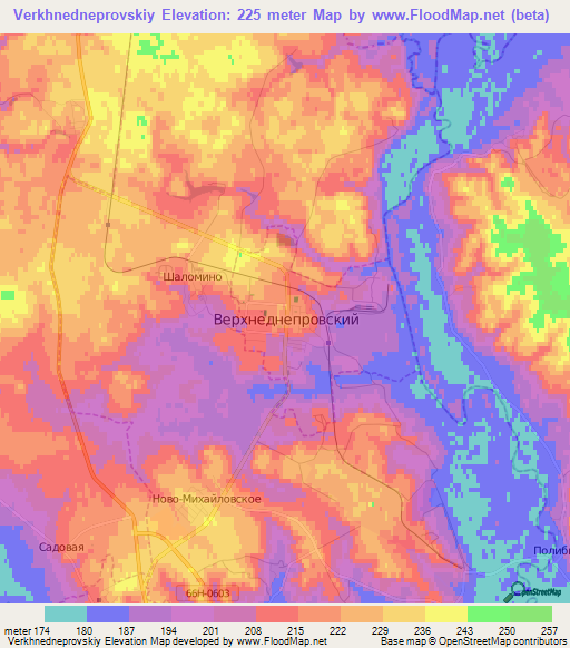 Verkhnedneprovskiy,Russia Elevation Map