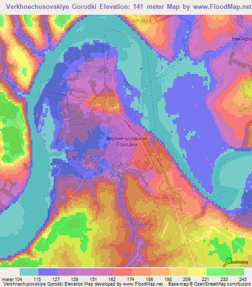 Verkhnechusovskiye Gorodki,Russia Elevation Map