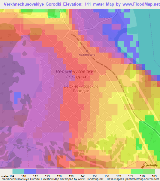 Verkhnechusovskiye Gorodki,Russia Elevation Map