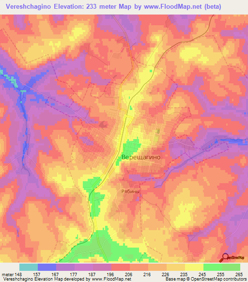 Vereshchagino,Russia Elevation Map