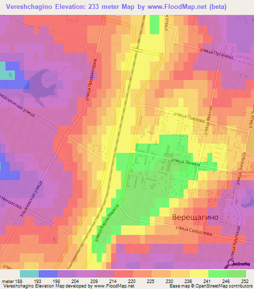 Vereshchagino,Russia Elevation Map