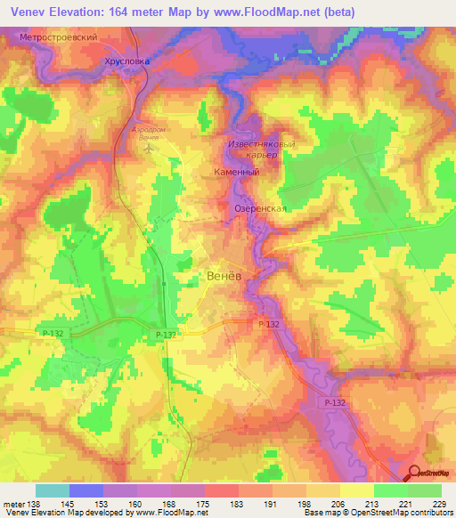 Venev,Russia Elevation Map